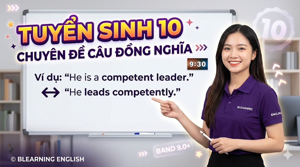Tiếng Anh 9 – Unit 12 Câu Đồng Nghĩa<br><span style="display: inline-block; padding-top: 8px; color: #d32f2f; font-size: 13px; font-weight: bold;">Lượt làm bài: 49</span>