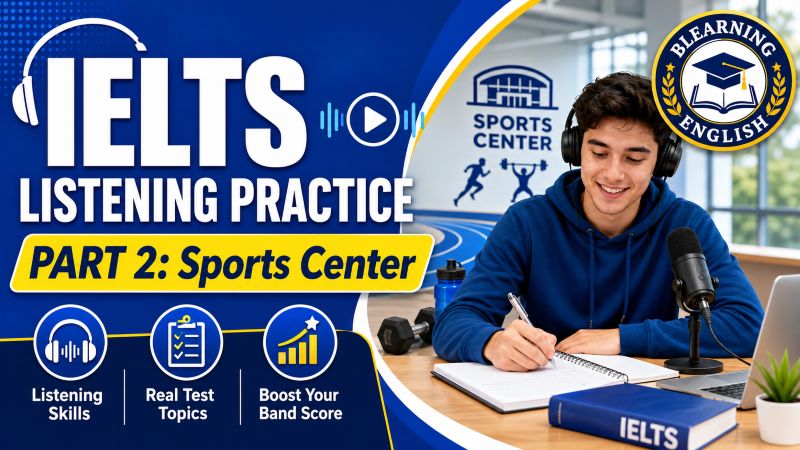 Listening Part 2 IELTS: Sports Center<br><span style="display: inline-block; padding-top: 8px; color: #d32f2f; font-size: 13px; font-weight: bold;">Lượt làm bài: 131</span>