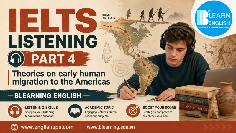 Listening IELTS Part 4: Theories on early human migration to the Americas<br><span style="display: inline-block; padding-top: 8px; color: #d32f2f; font-size: 13px; font-weight: bold;">Lượt làm bài: 258</span>