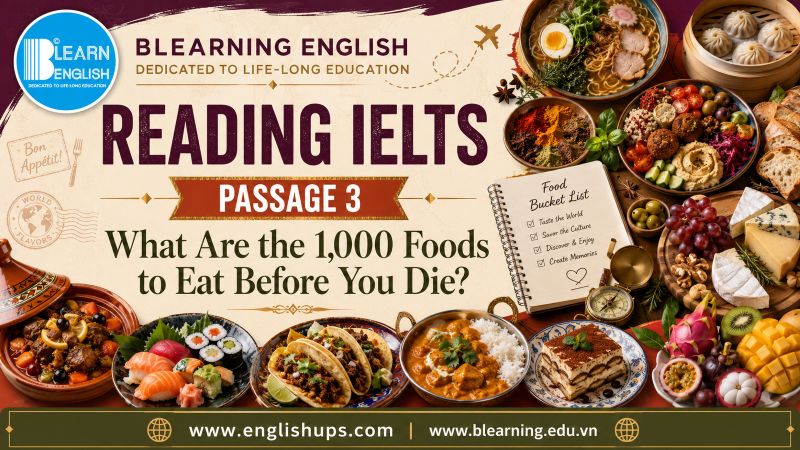 Reading IELTS Passage 3: What Are the 1,000 Foods to Eat Before You Die?<br><span style="display: inline-block; padding-top: 8px; color: #d32f2f; font-size: 13px; font-weight: bold;">Lượt làm bài: 143</span>