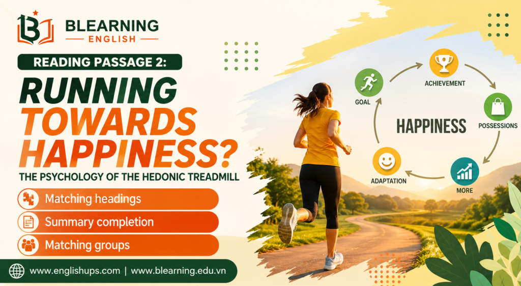 Reading IELTS PASAGE 2: Running Towards Happiness? The Psychology of the Hedonic Treadmill<br><span style="display: inline-block; padding-top: 8px; color: #d32f2f; font-size: 13px; font-weight: bold;">Lượt làm bài: 221</span>