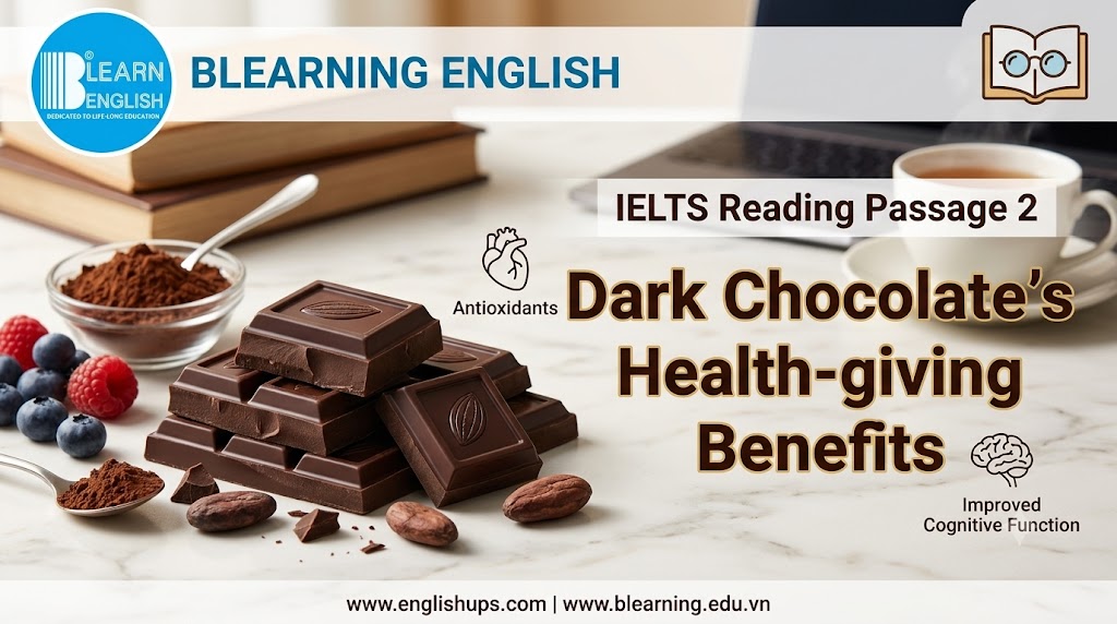 Reading Passage 2 IELTS: Dark Chocolate’s Health-giving Benefits<br><span style="display: inline-block; padding-top: 8px; color: #d32f2f; font-size: 13px; font-weight: bold;">Lượt làm bài: 438</span>