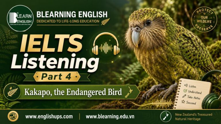 Listening IELTS Part 4: Kakapo, the Endangered Bird<br><span style="display: inline-block; padding-top: 8px; color: #d32f2f; font-size: 13px; font-weight: bold;">Lượt làm bài: 102</span>