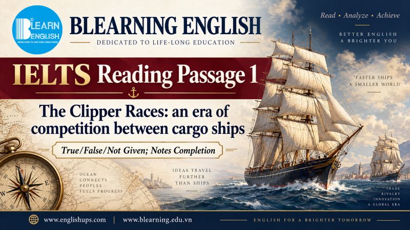 IELTS Reading Passage 1: The Clipper Races: an era of competition between cargo ships<br><span style="display: inline-block; padding-top: 8px; color: #d32f2f; font-size: 13px; font-weight: bold;">Lượt làm bài: 169</span>