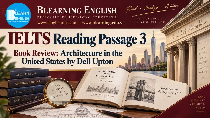 IELTS Reading Passage 3: Book Review: Architecture in the United States by Dell Upton<br><span style="display: inline-block; padding-top: 8px; color: #d32f2f; font-size: 13px; font-weight: bold;">Lượt làm bài: 50</span>