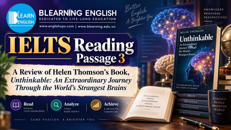 IELTS Reading Passage 3: A Review of Helen Thomson’s Book, Unthinkable: An Extraordinary Journey Through the World’s Strangest Brains<br><span style="display: inline-block; padding-top: 8px; color: #d32f2f; font-size: 13px; font-weight: bold;">Lượt làm bài: 64</span>