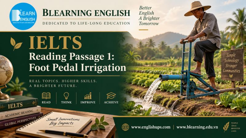 IELTS Reading Passage 1: Foot Pedal Irrigation<br><span style="display: inline-block; padding-top: 8px; color: #d32f2f; font-size: 13px; font-weight: bold;">Lượt làm bài: 142</span>